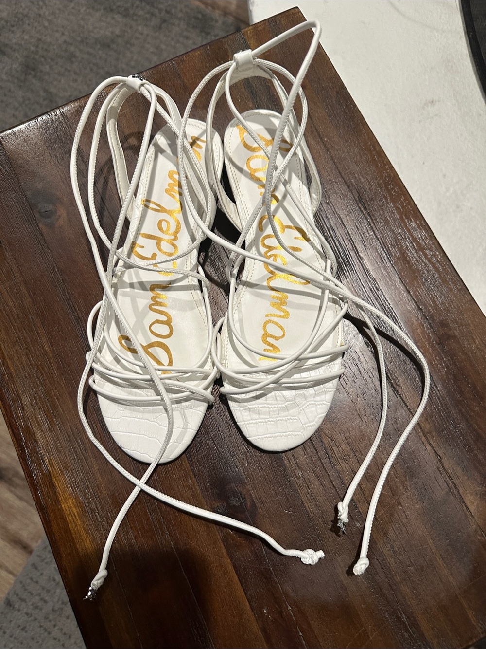 Sam Edelman Tihana White Lace-Up Flat Sandals size 7.5